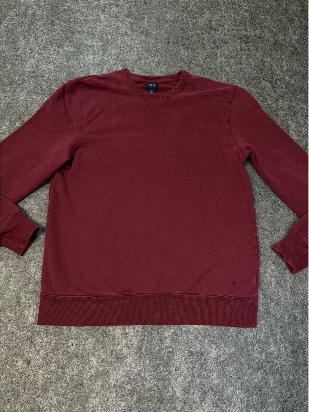 J.Crew Sweatshirt Mens L Burgundy Garment Dyed French Terry Crewneck Pullover